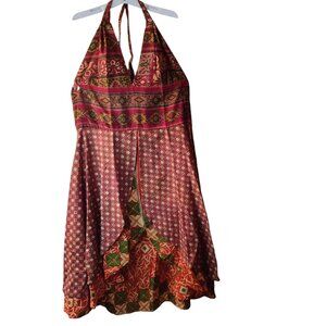 Belma Bohemian Halter Dress, Made in India, Size 3X, 100% viscose, multicolored